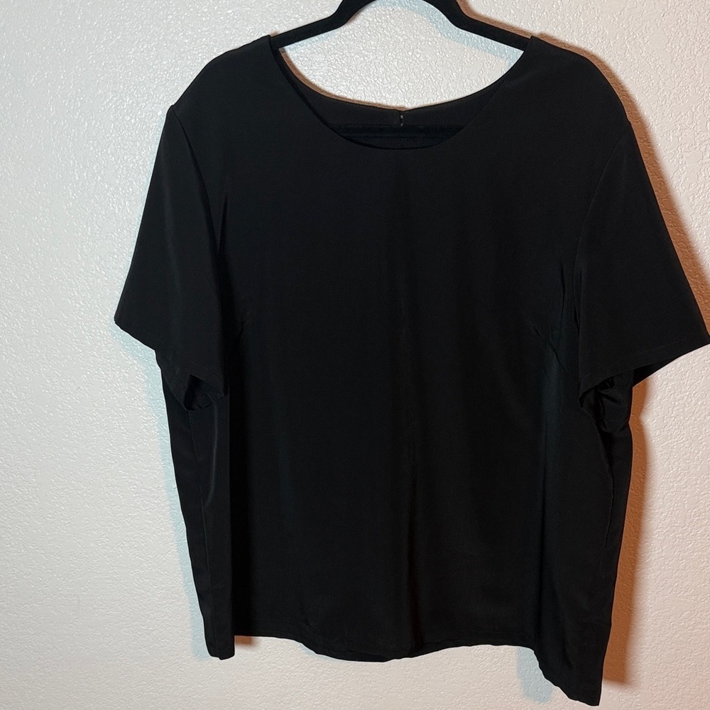 Vintage Blair Black Boxy Blouse Top Keyhole Back Size 2X